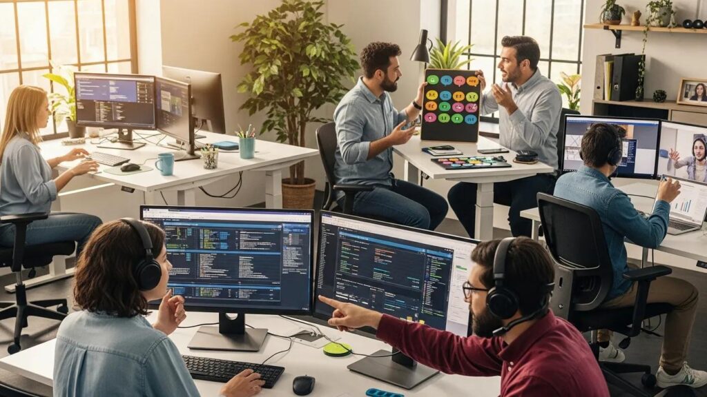 Diverse employees collaborating in an inclusive workplace, highlighting neurodiversity