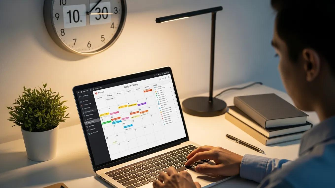 Individual utilizing a digital calendar for effective time management strategies