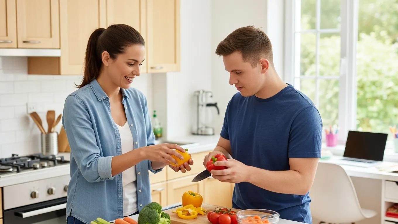 Occupational therapy session for autistic adult, focusing on practical skills and engagement
